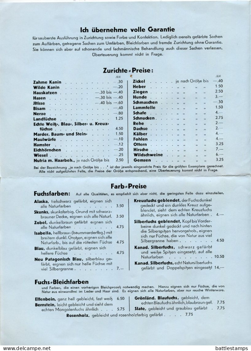 Germany 1935 Cover & Adverts; Rötha - Josef Schulz, Fellveredlung Rauchwarenzurichterei u. Färberei; 4pf. Hindenburg