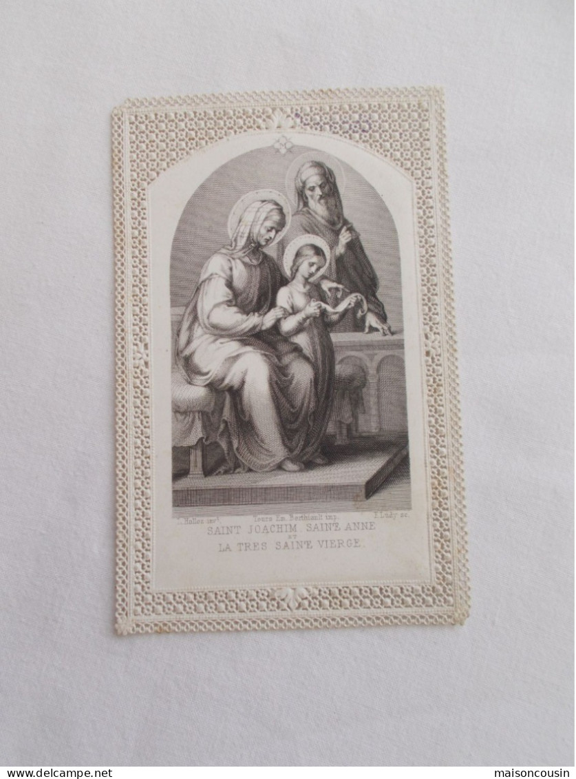 IMAGE PIEUSE RELIGIEUSE CANIVET HOLY CARD SANTINI DENTELLE SANTINO ST JOACHIM STE ANNE STE VIERGE HALLEZ - Religion & Esotérisme