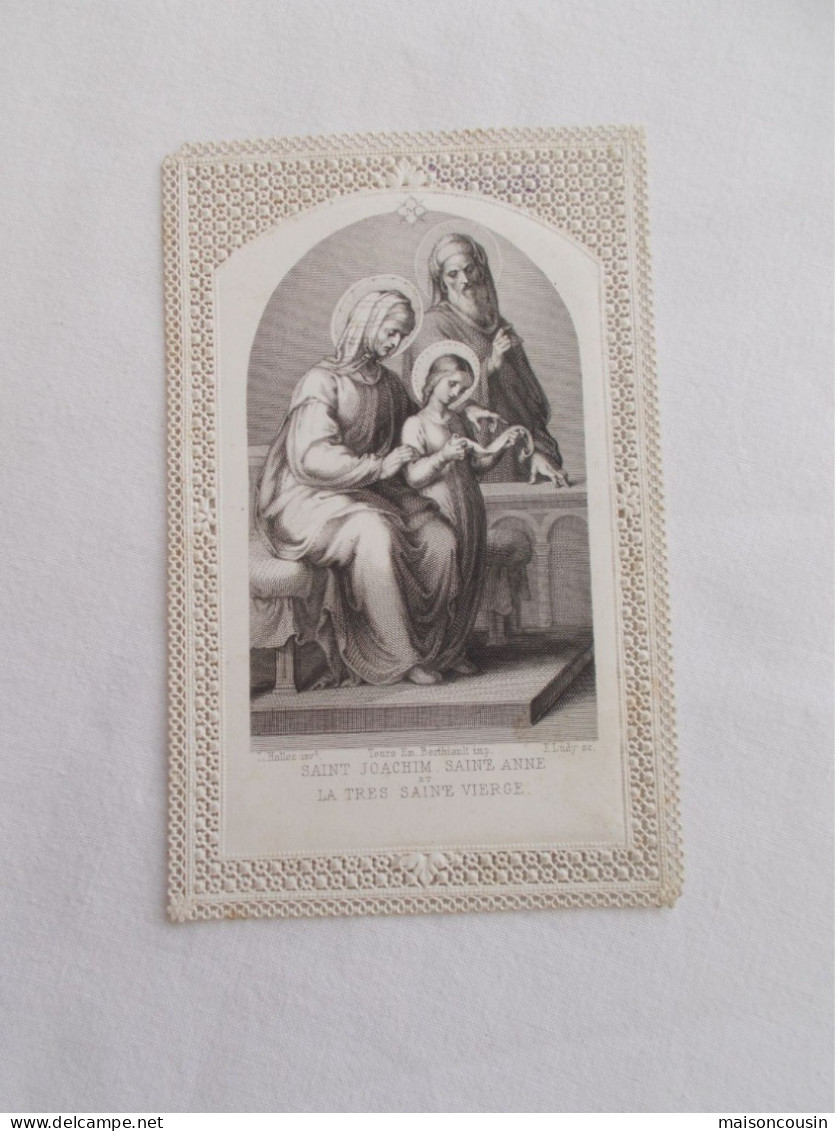 IMAGE PIEUSE RELIGIEUSE CANIVET HOLY CARD SANTINI DENTELLE SANTINO ST JOACHIM STE ANNE STE VIERGE HALLEZ - Religion & Esotericism