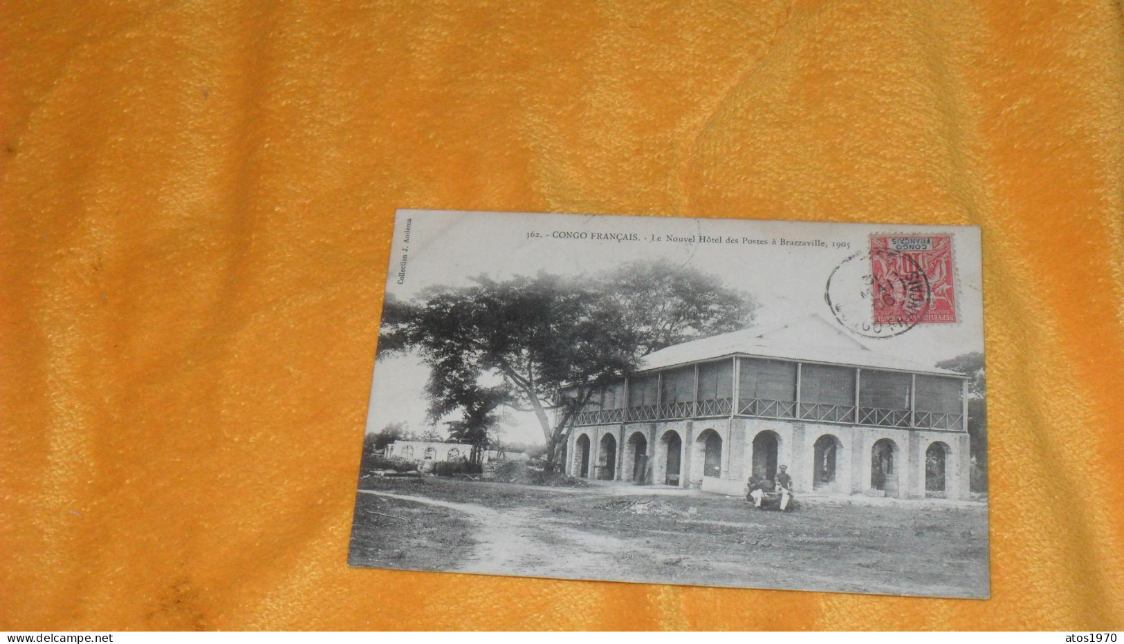 CARTE POSTALE ANCIENNE CIRCULEE DE 1906../ CONGO FRANCAIS.- LE NOUVEL HOTEL DES POSTES A BRAZZAVILLE ...CACHETS + TIMBRE - Französisch-Kongo