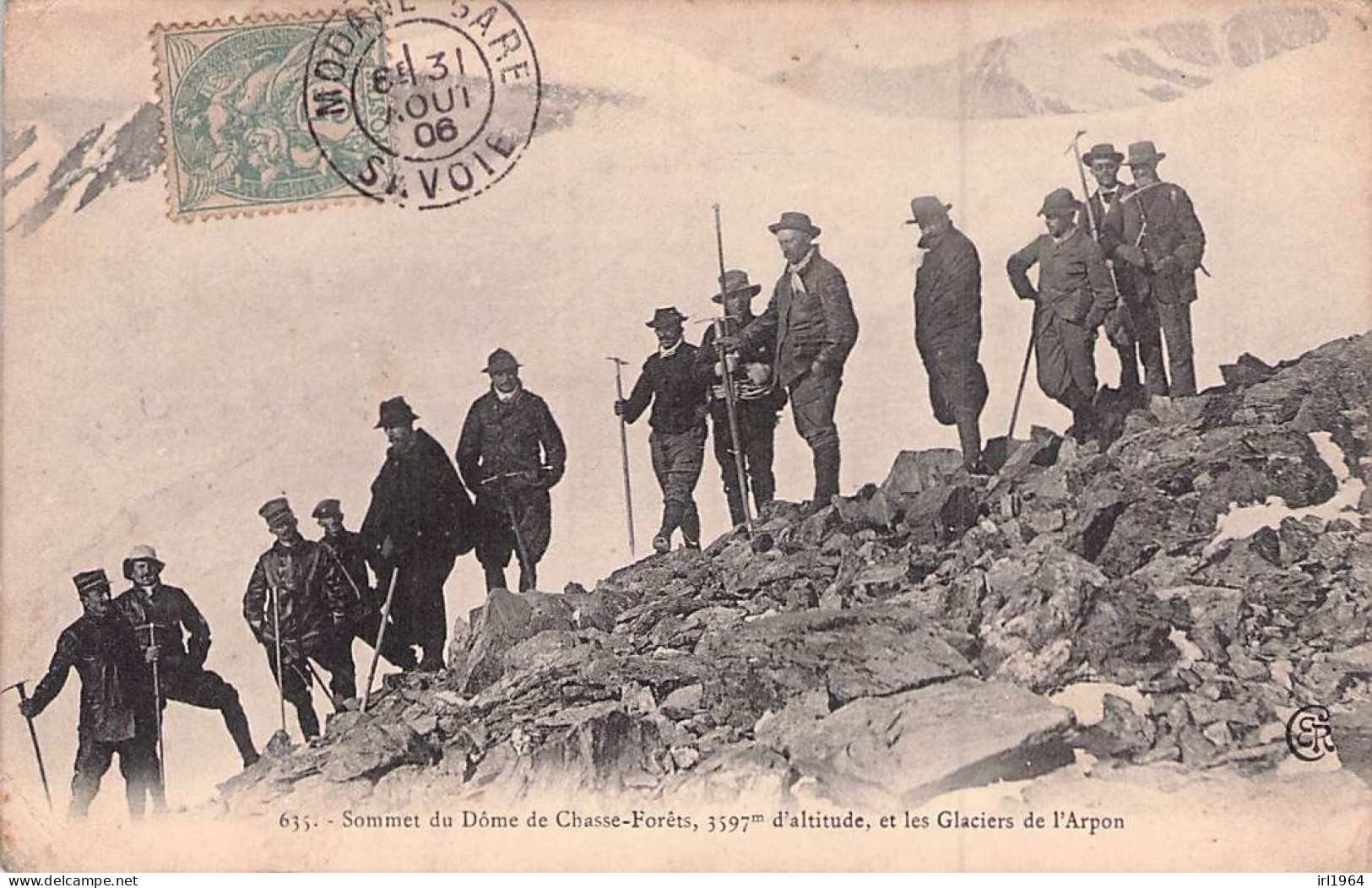 TOP OBLITERATION MODANE SARE SAVOIE ALPINISTES SUR LE SOMMET DU DOME DE CHASSE FORETS 1906 - Modane