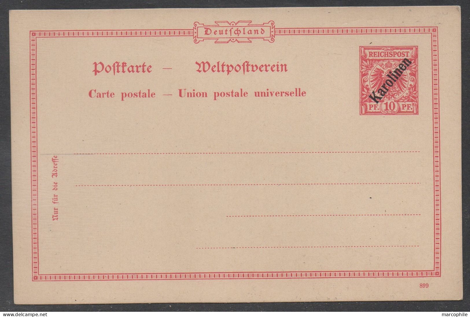 KAROLINEN -  CAROLINES / 1899 # P2 - GSK MIT  DATUM  - ENTIER POSTAL AVEC DATE / KW 17.50 EURO - Carolines