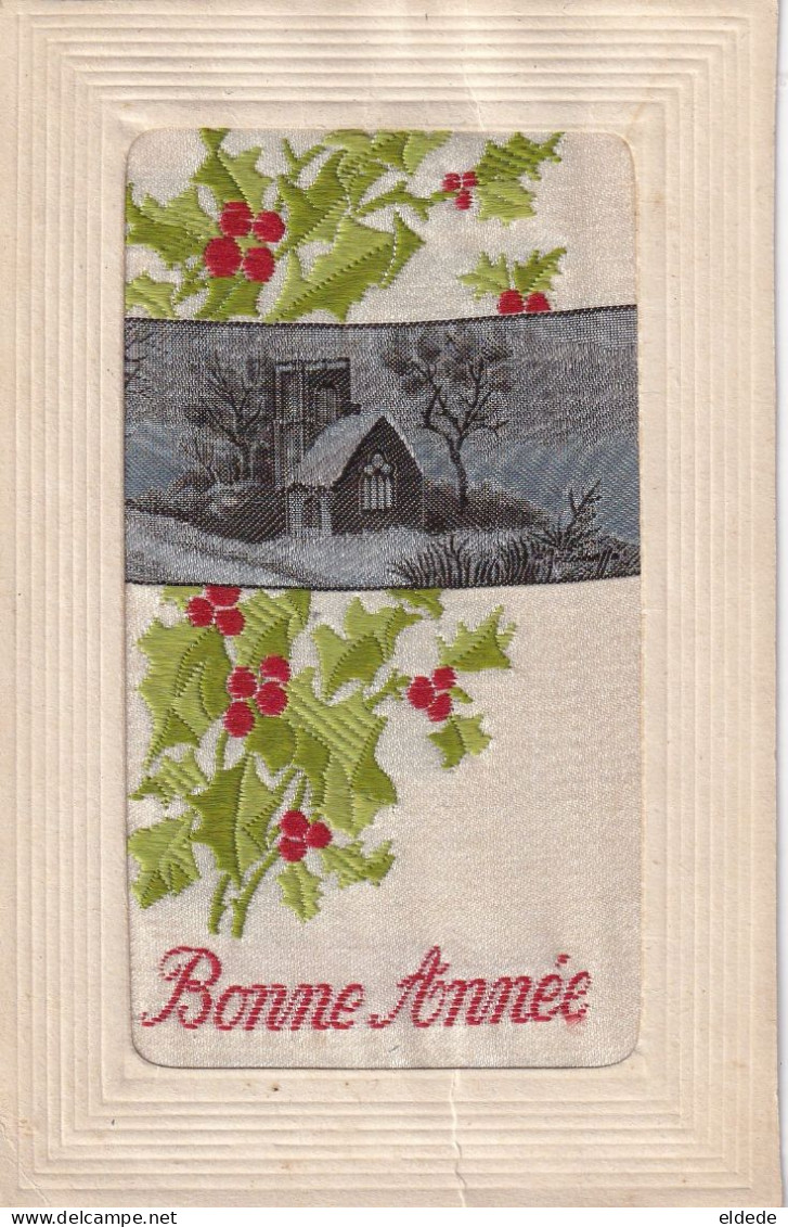 Silk Card  Holy And House Embroidery Carte Tissée Soie - Brodées