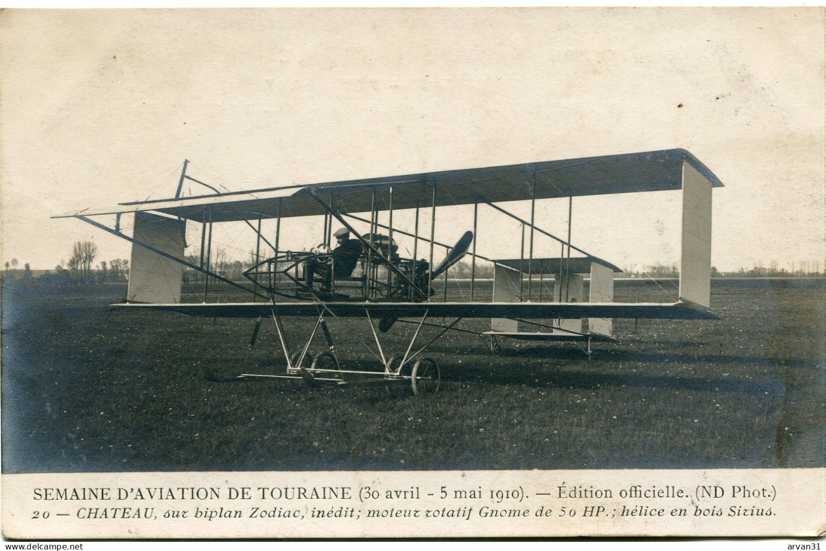 SEMAINE D' AVIATION De TOURAINE (30 Avril - 5 Mai 1910) - CHATEAU Sur BIPLAN ZODIAC  - - Meetings