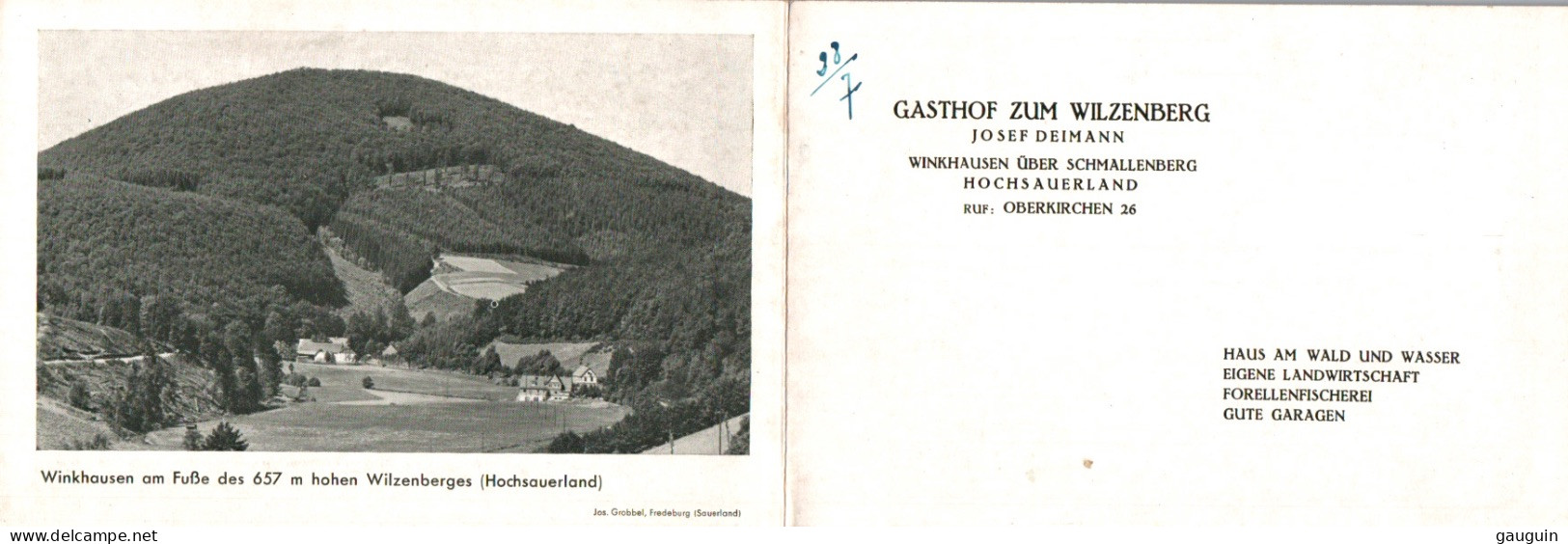 Carte-Lettre - SCHMALLENBERG - Gasthof Zum WILZENBERG / J. Deimann - Winkhausen Au Pied Du Wilzenberg (Hochsauerland) - Schmallenberg