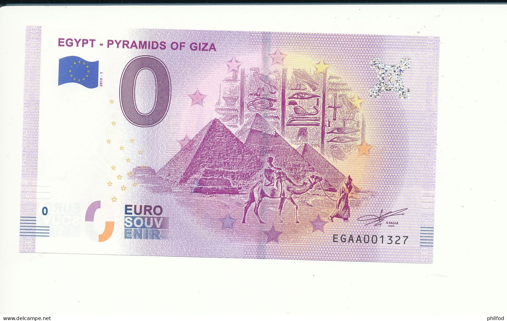 Billet Touristique  0 Euro  - EGYPT - PYRAMIDS OF GIZA - EGAA - 2019-1  n°  1327 - Autres & Non Classés