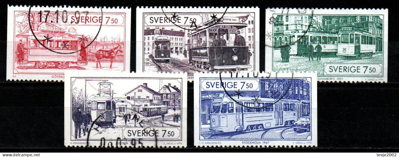 Schweden Sverige 1995 - Mi.Nr. 1889 - 1893 - Gestempelt Used - Strassenbahnen Trams - Used Stamps