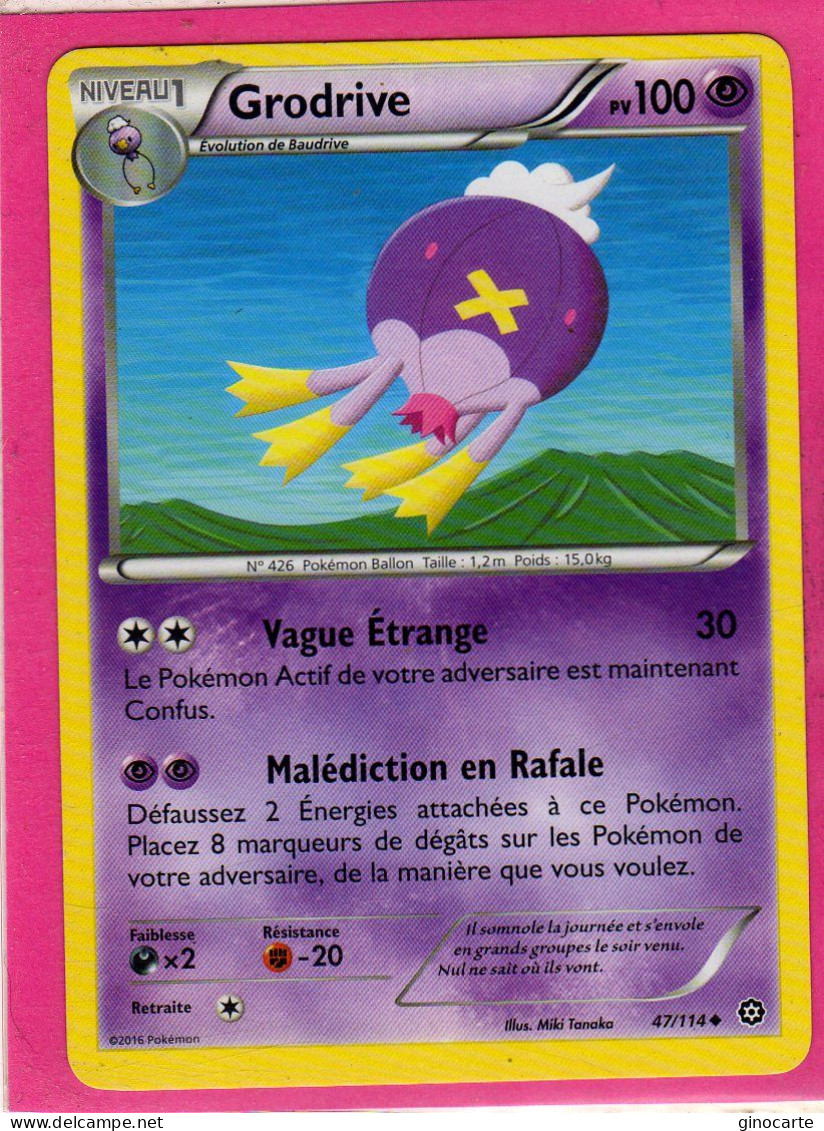 Carte Pokemon Francaise 2016 Xy Offencive Vapeur 47/114 Grodrive 100pv Neuve - XY