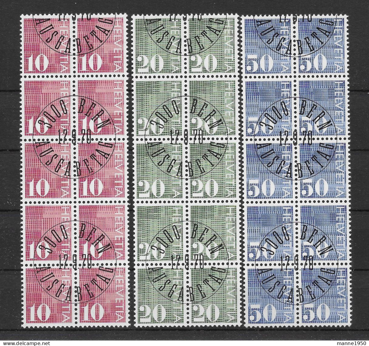 Schweiz 1970 Wertzeichen Mi.Nr. 933/35 Kpl. 4er Blocksatz Gestempelt - Gebraucht