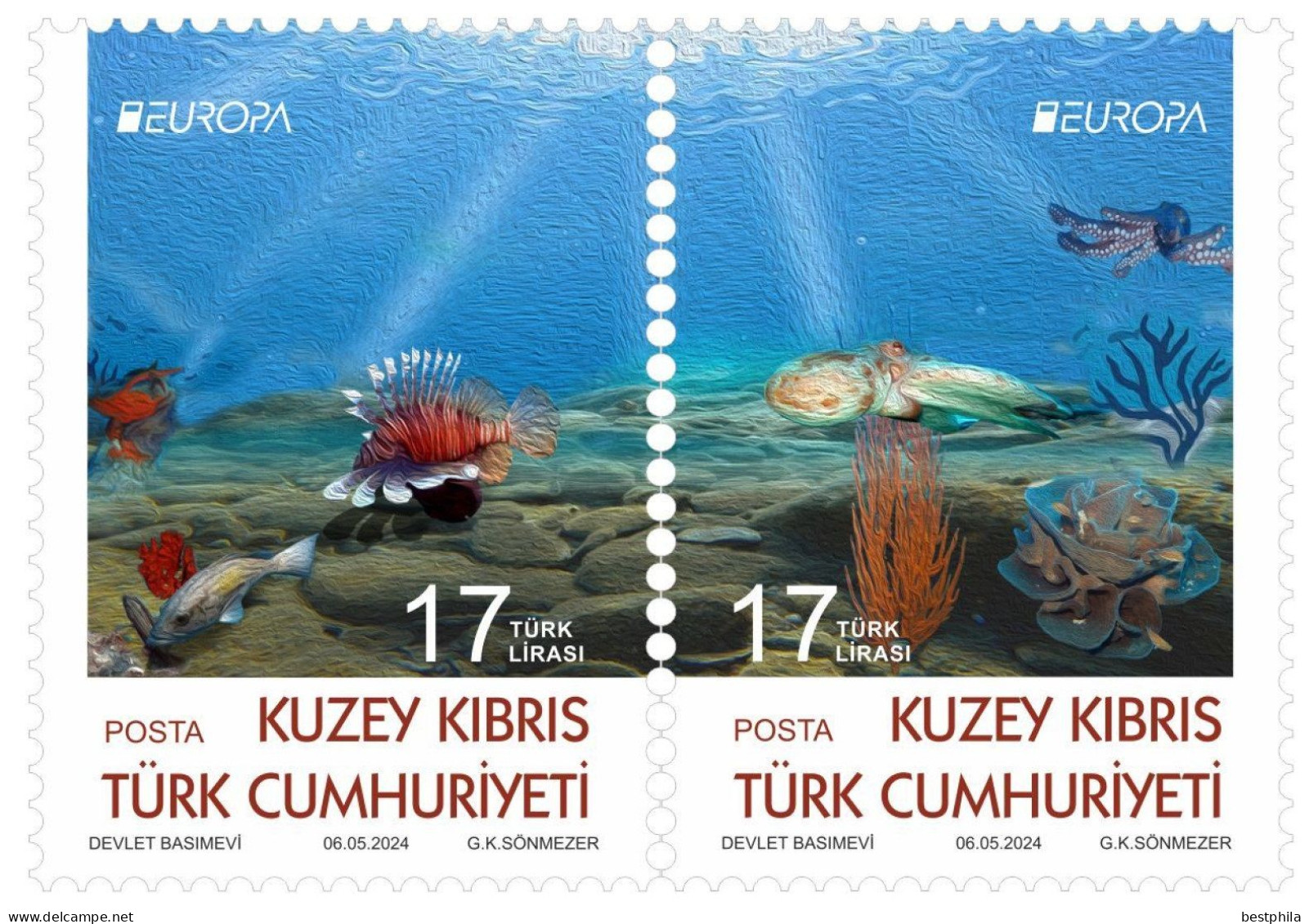 Europa Cept - 2024 - Turkish Cyprus - Underwater Fauna & Flora ** MNH - Neufs