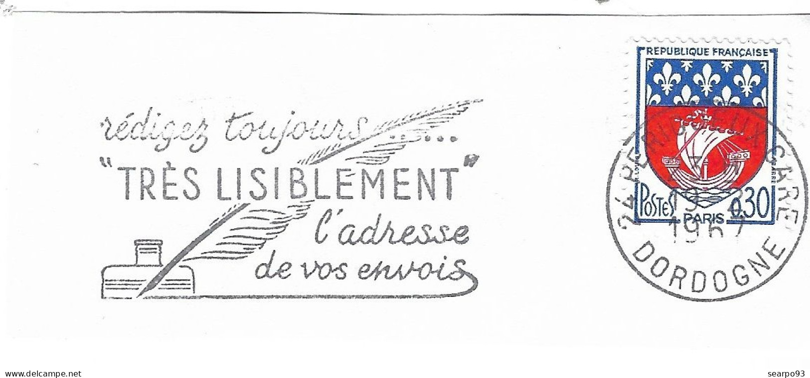 FRANCE. POSTMARK. ALWAYS INDICATE THE ADDRESS VERY LEGIBLE ON YOUR SHIPMENTS. PERIGUEUX. 1967 - 1961-....