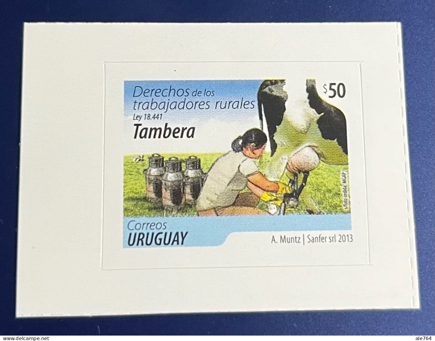 Uruguay 2013 Woman Milking Cow, Tambera, $ 50, Sc 2419, Y 2615, MNH. - Uruguay