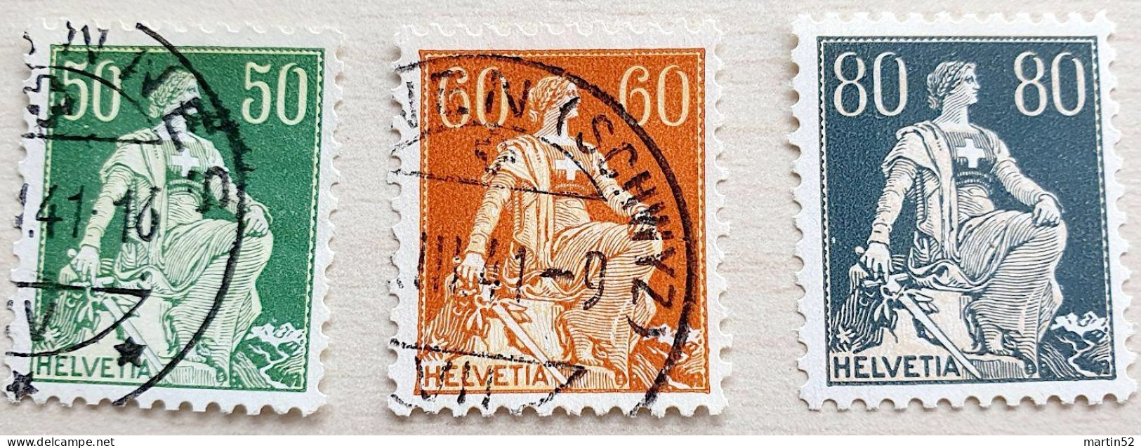 Schweiz Suisse 1940: KREIDEPAPIER Zu 113y+140y⊙+141y* Mi 107y+140y⊙+141y * Yv 125+165⊙+166* LISSE CRAYEUX (Zu CHF 238.00 - Errors & Oddities