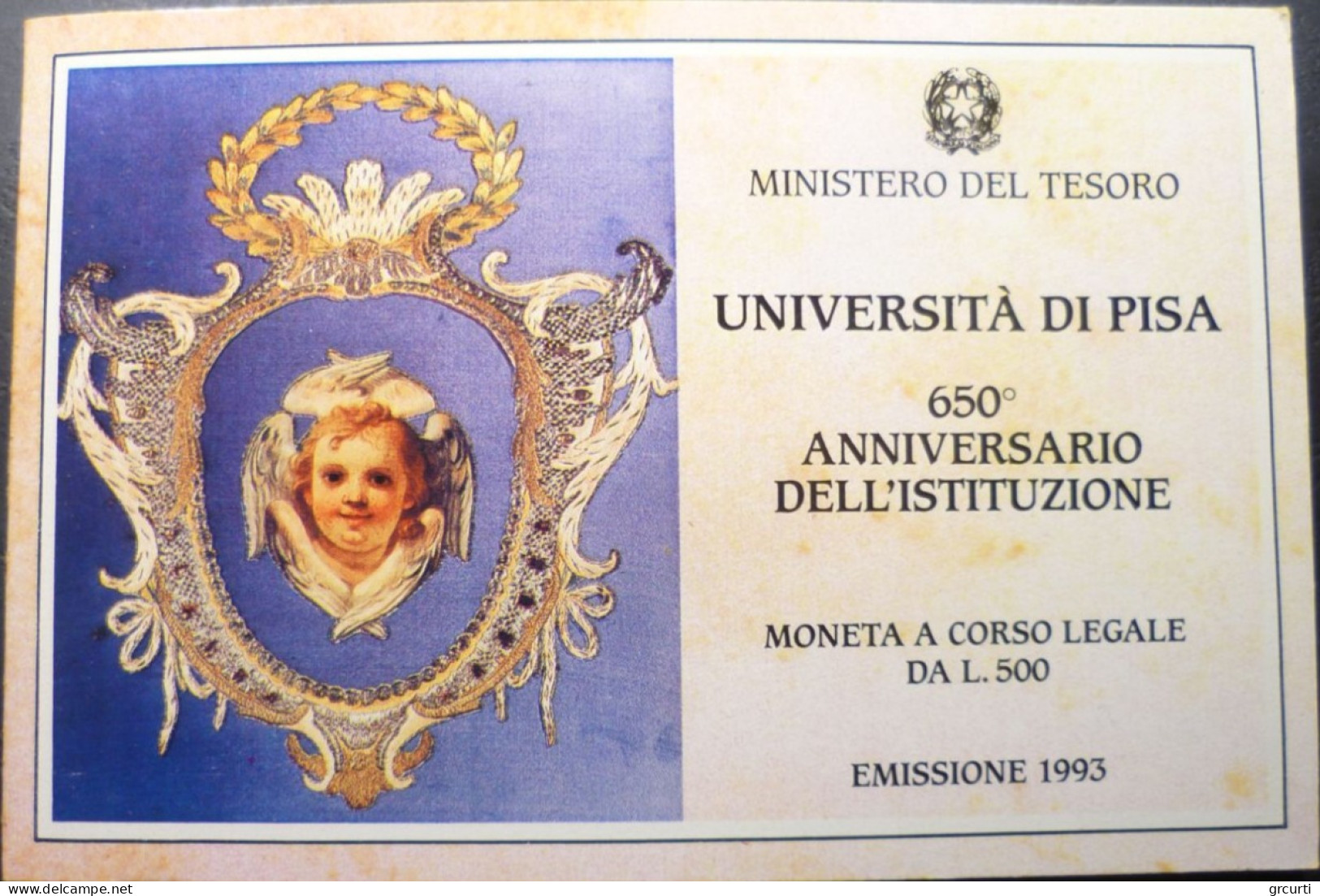 Italia - 500 Lire 1993 - 650° Università Di Pisa - 1° Emissione - Gig# 459 - KM# 158 - 500 Lire