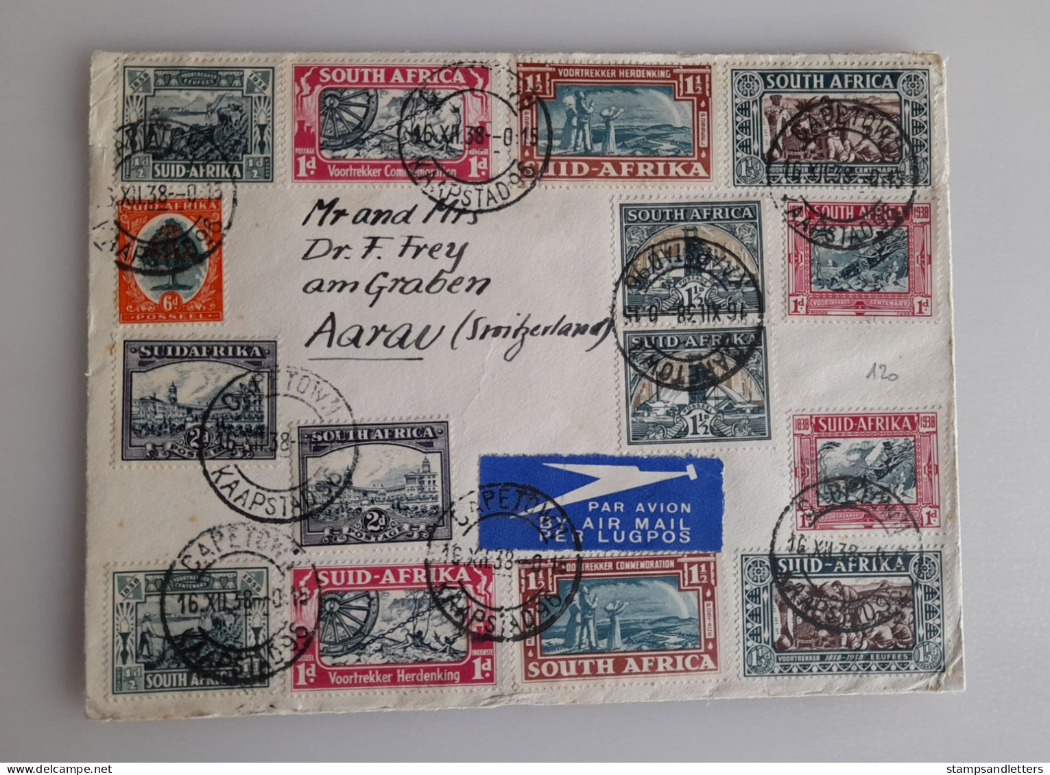 1938. Airmail Cover To Aarau (Switzerland) - Briefe U. Dokumente