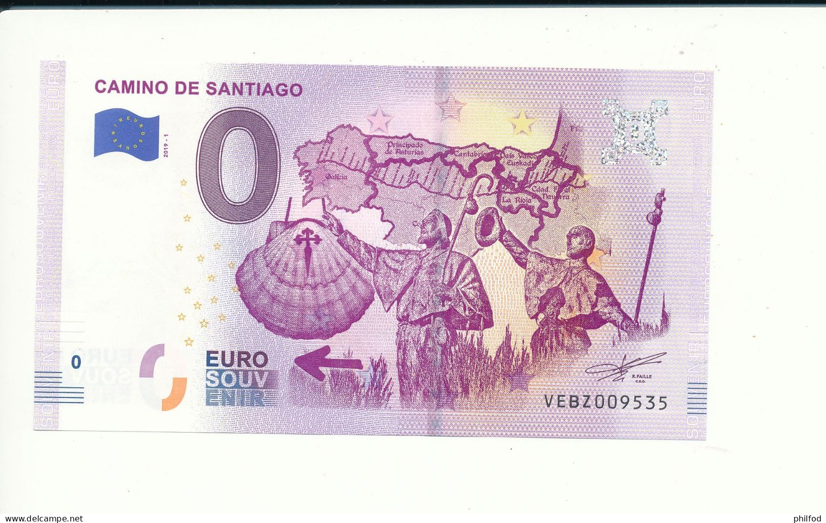 Billet Touristique 0 Euro - CAMINO DE SANTIAGO - VEBZ - 2019-1 N° 9535 - Other & Unclassified