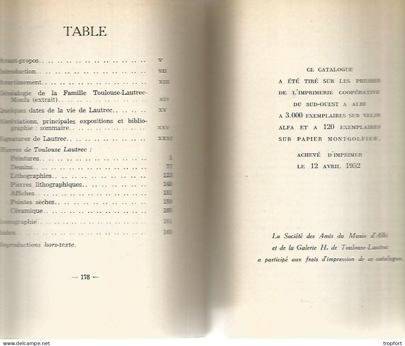 Livret TOULOUSE-LAUTREC Au Musée D'ALBI  1952 :  3000 Exemplaires - Kunst