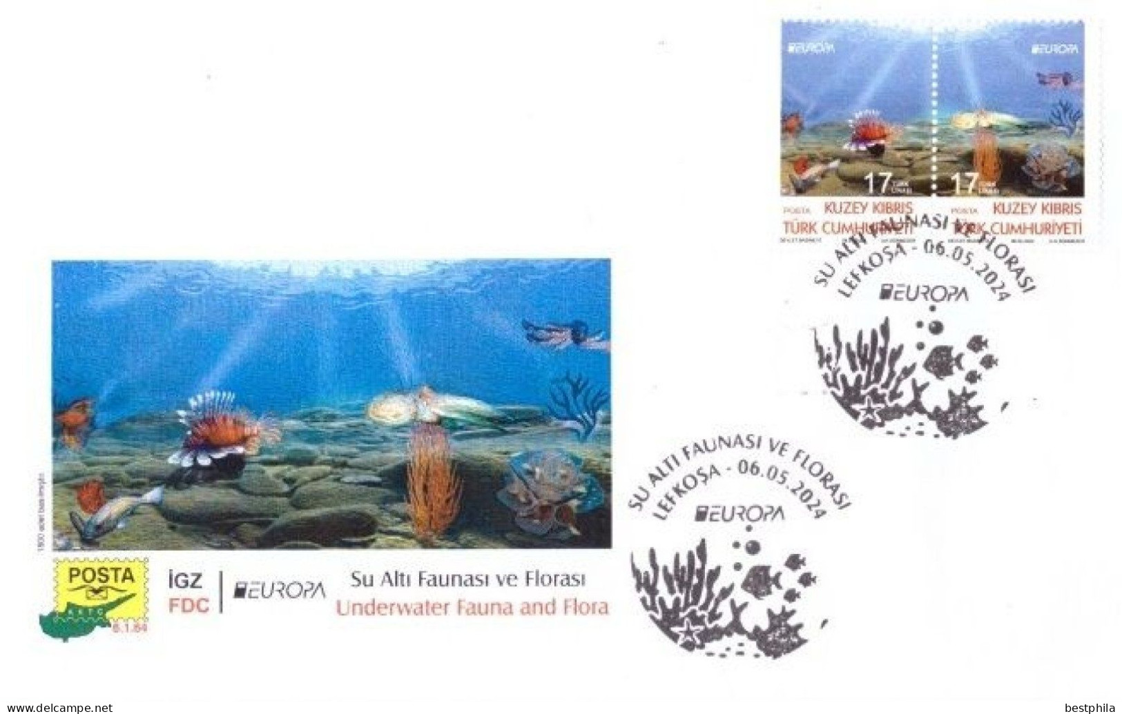 Europa Cept - 2024 - Turkish Cyprus - Underwater Fauna & Flora - FDC - Lettres & Documents