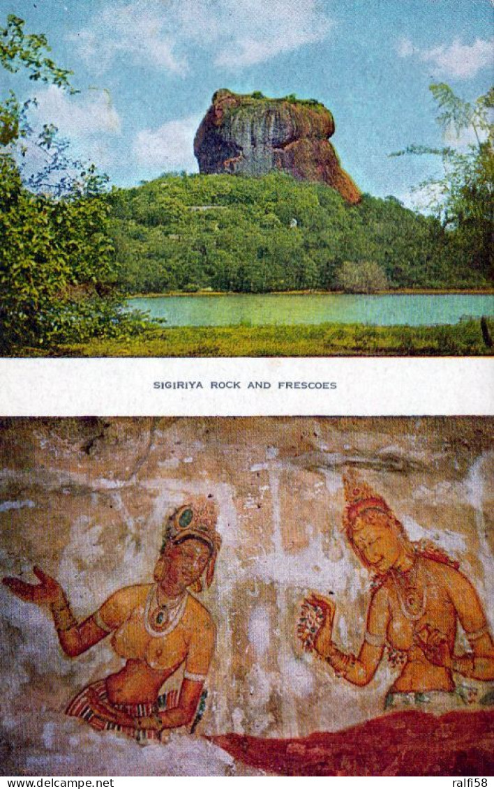 1 AK Sri Lanka * Monolith Sigiriya Und Barbusige Frauen (Wolkenmädchen) Fresken Aus Dem 5. Jh. - Seit 1982 UNESCO Erbe - Sri Lanka (Ceylon)