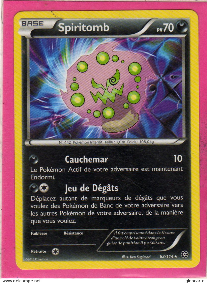 Carte Pokemon Francaise 2016 Xy Offencive Vapeur 62/114 Spiritomb 70pv Bon Etat - XY