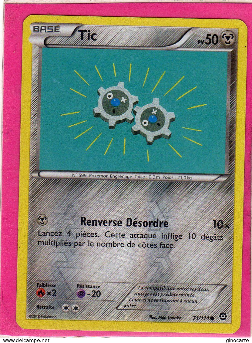 Carte Pokemon Francaise 2016 Xy Offencive Vapeur 71/114 Tic 50pv Reverse Neuve - XY