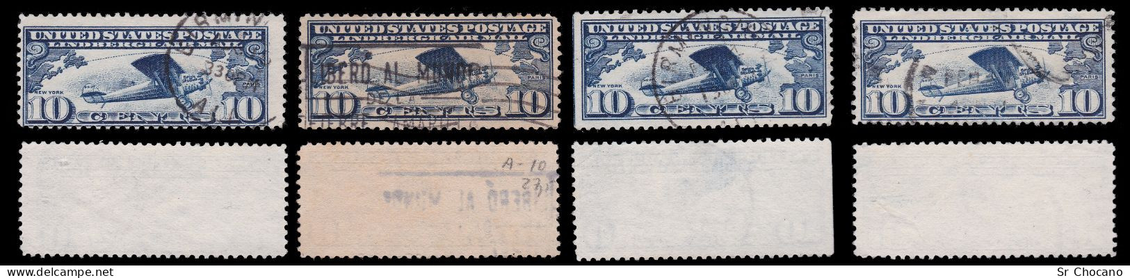 US.AIR MAIL.1927.Lindbergh Spirit St. Louis.10.USED.SCOTT C10 - 1a. 1918-1940 Oblitérés