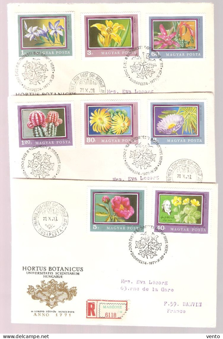 Hungary 1971 3x FDC Mi 2695-2702 Flora ... BC497 - Lettres & Documents