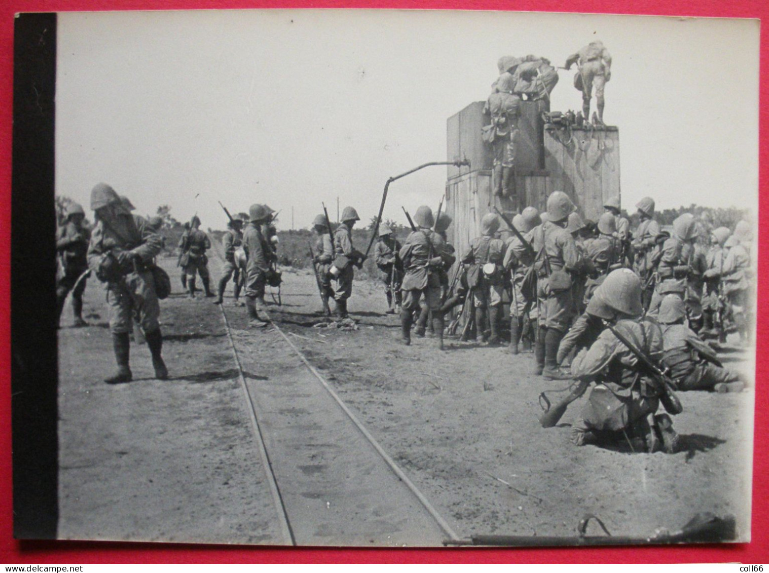 AFN Corps Expéditionnaire Français 5 Photos Casque Colonial Et Chemin De Fer 10.5x14.7cm - War, Military