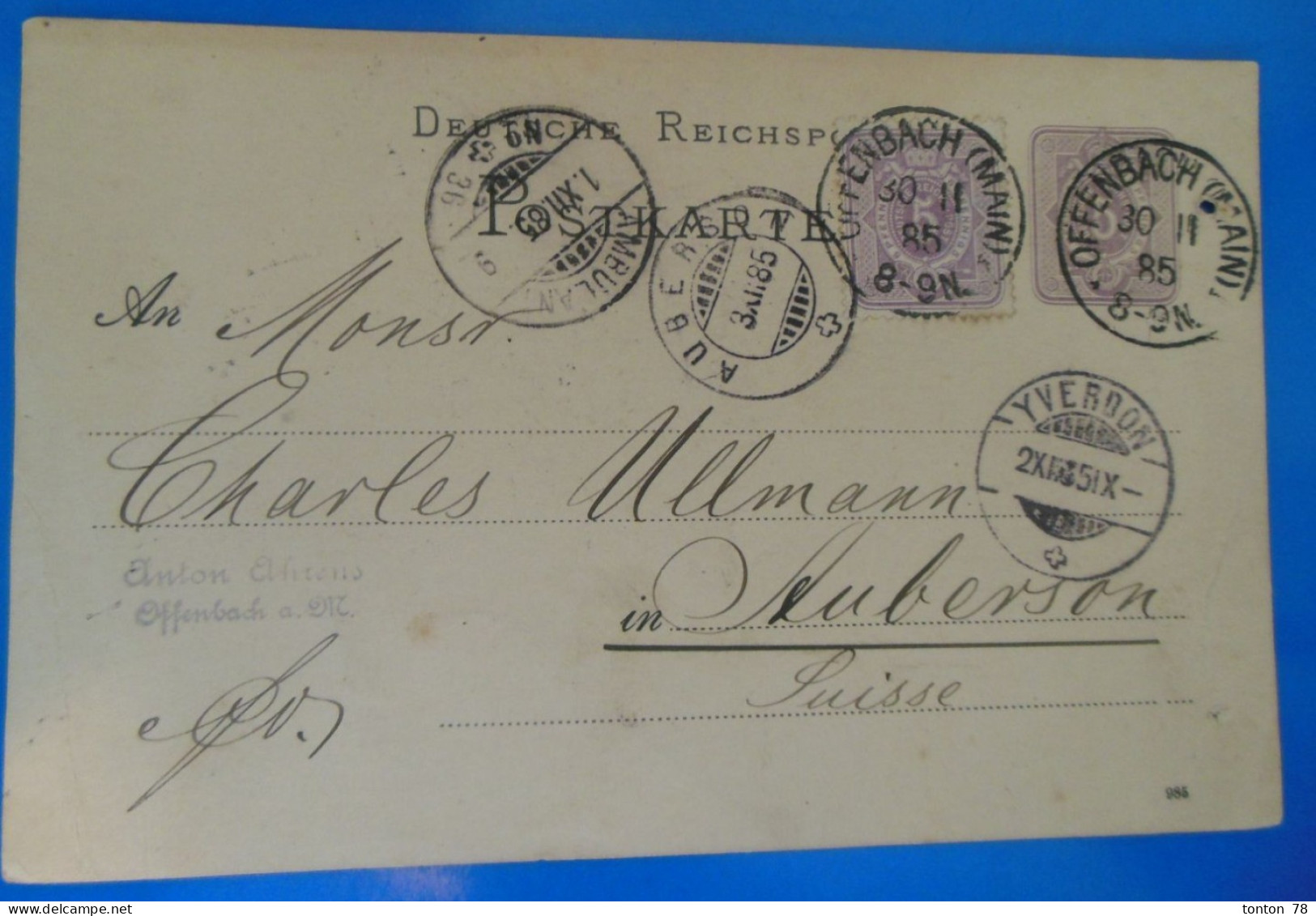 ENTIER POSTAL SUR CARTE   -  1885 - Briefkaarten