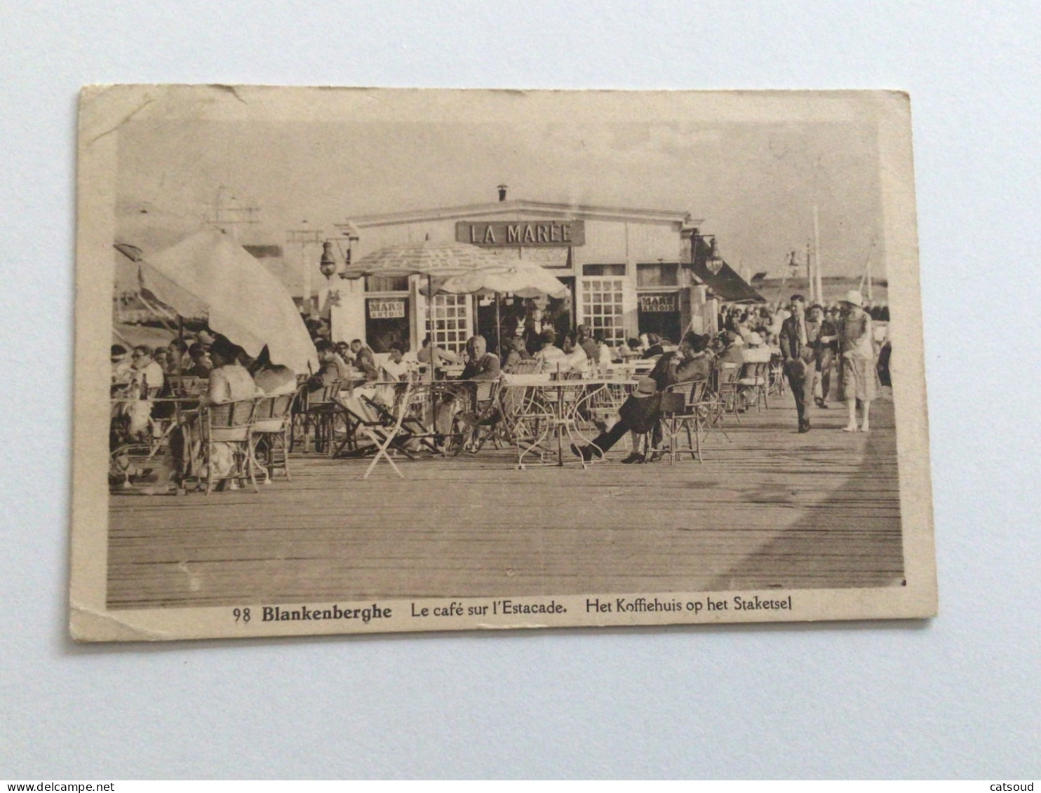 Carte Postale Ancienne (1928) Blankenberghe Le Café Sur L’Estacade- Het Koffiehuis Op Het Staketsel - Blankenberge