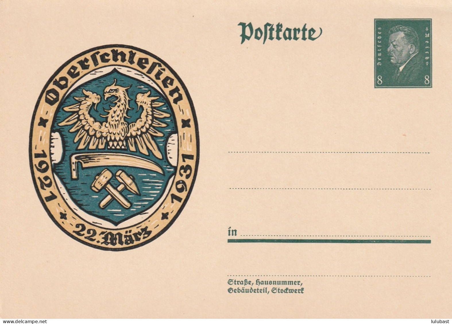 Entier Illustré Neuf " Oberschlefien 1921 - 22 Mars 1931. " TTB - Postal  Stationery