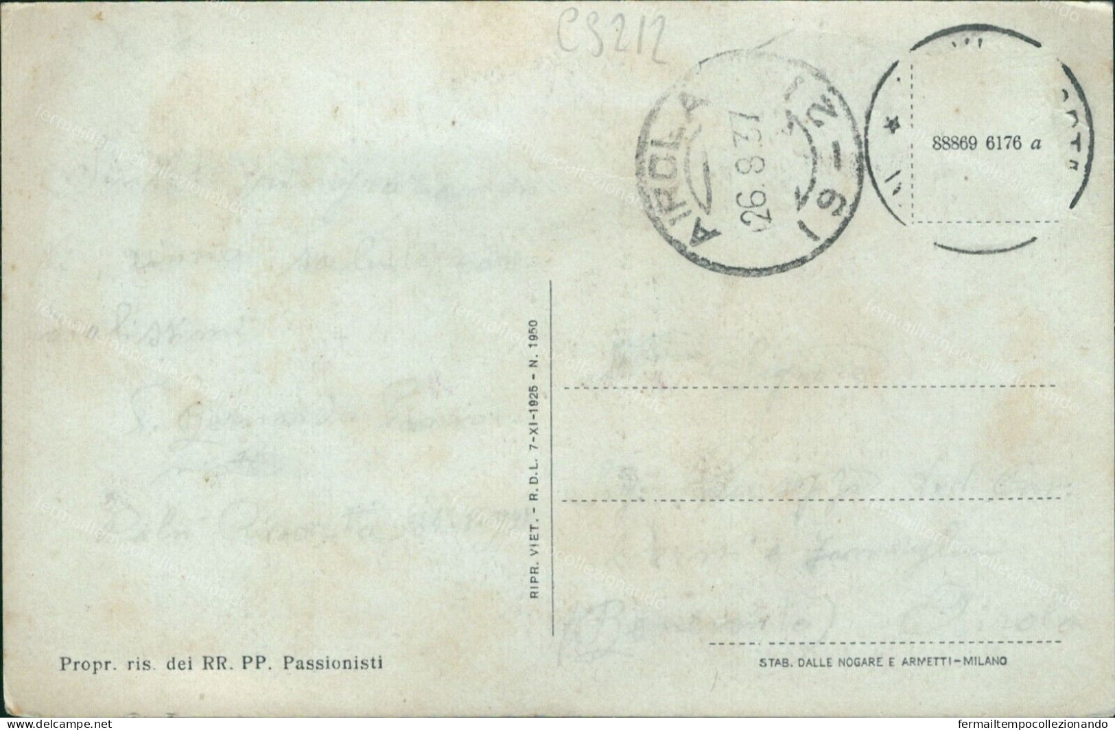 Cs212 Cartolina Ritiro Di Moricone Sabina Padre Bernardo Provincia Di Rieti 1937 - Rieti