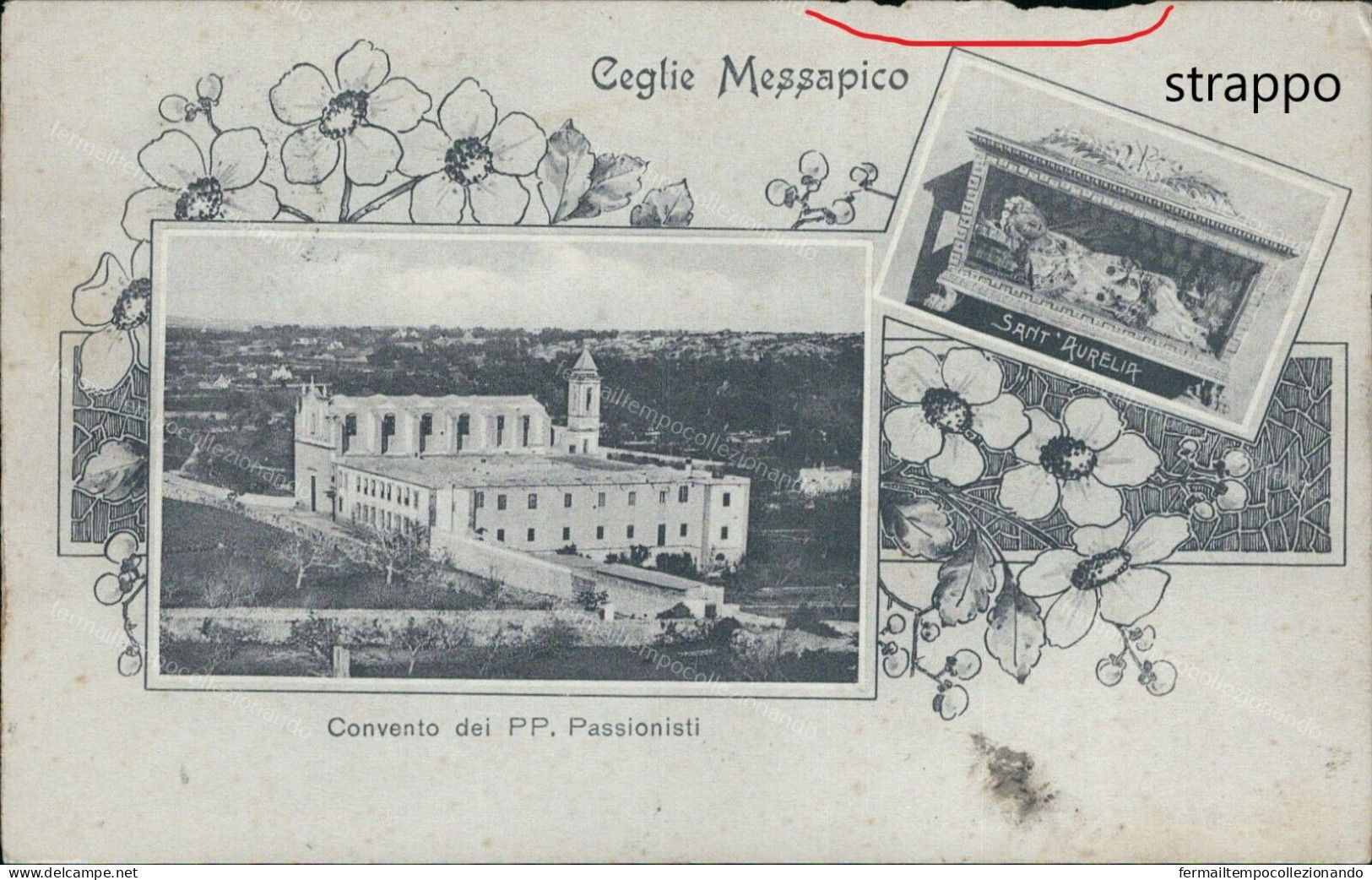 Cs55 Cartolina Ceglie Messapico Convento Dei Padri Passionisti Brindisi 1919 - Brindisi