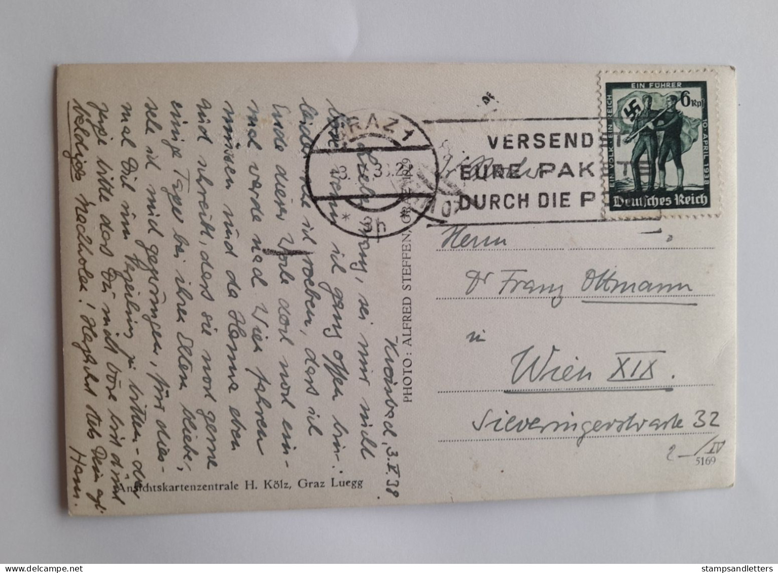 1938. Post Card From Graz To Wien - Briefe U. Dokumente