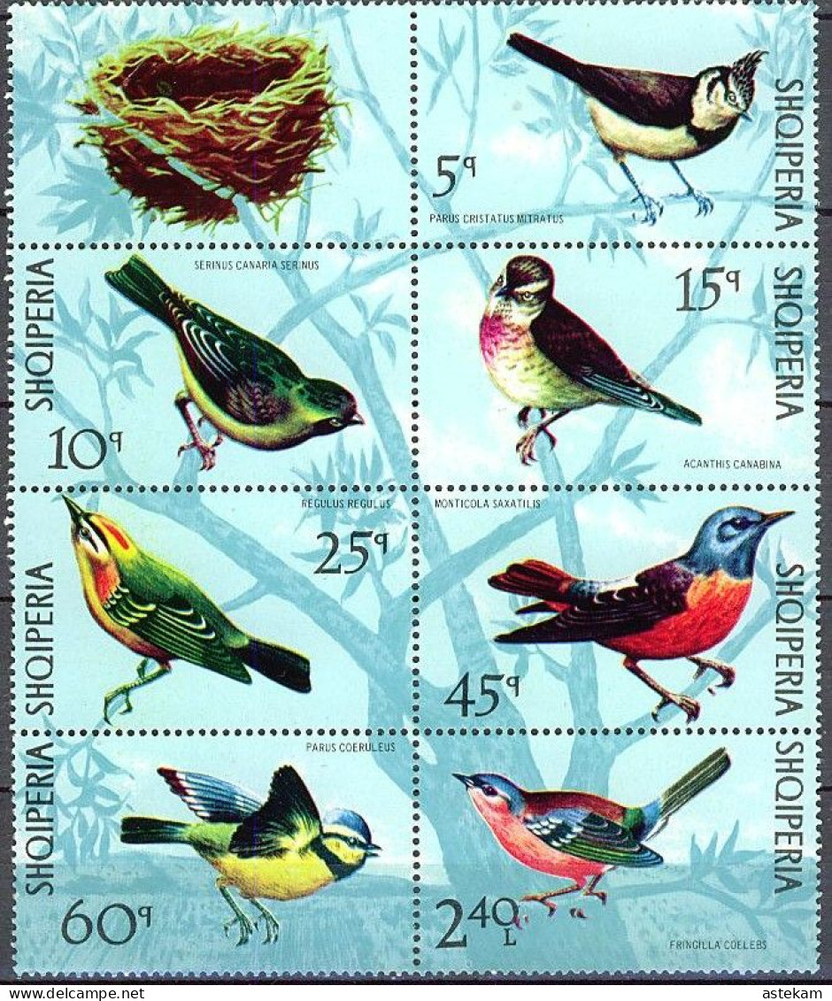 ALBANIA 1971, BIRDS, COMPLETE MNH SERIES In SMALL SHEET(with The No-value Stamp Being Folded Over) With GOOD QUALITY,*** - Albania