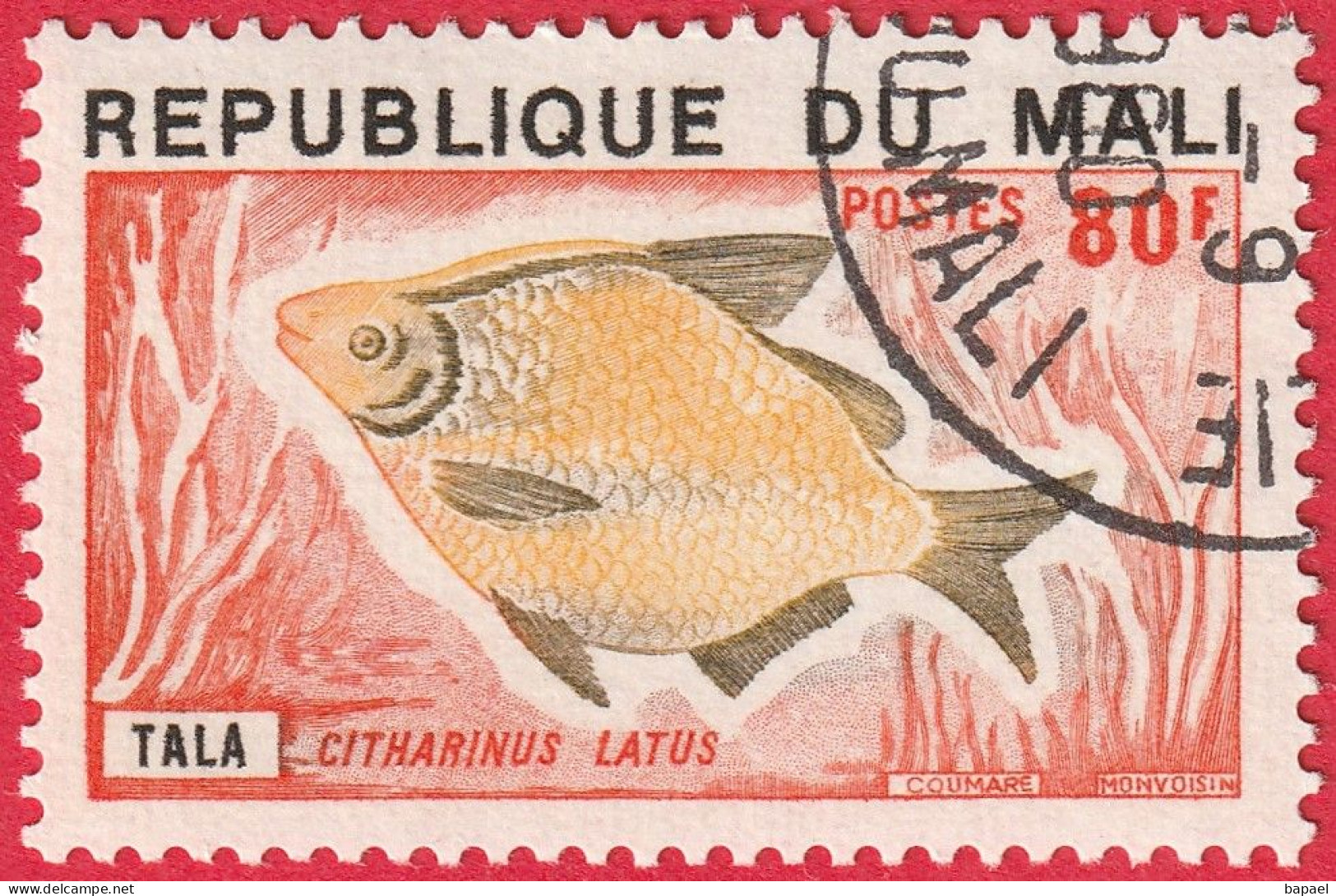 N° Yvert & Tellier 238 - République Du Mali (1975) - (Oblitéré - Gomme Intacte) - Poissons (Citharinus Latus) - Mali (1959-...)