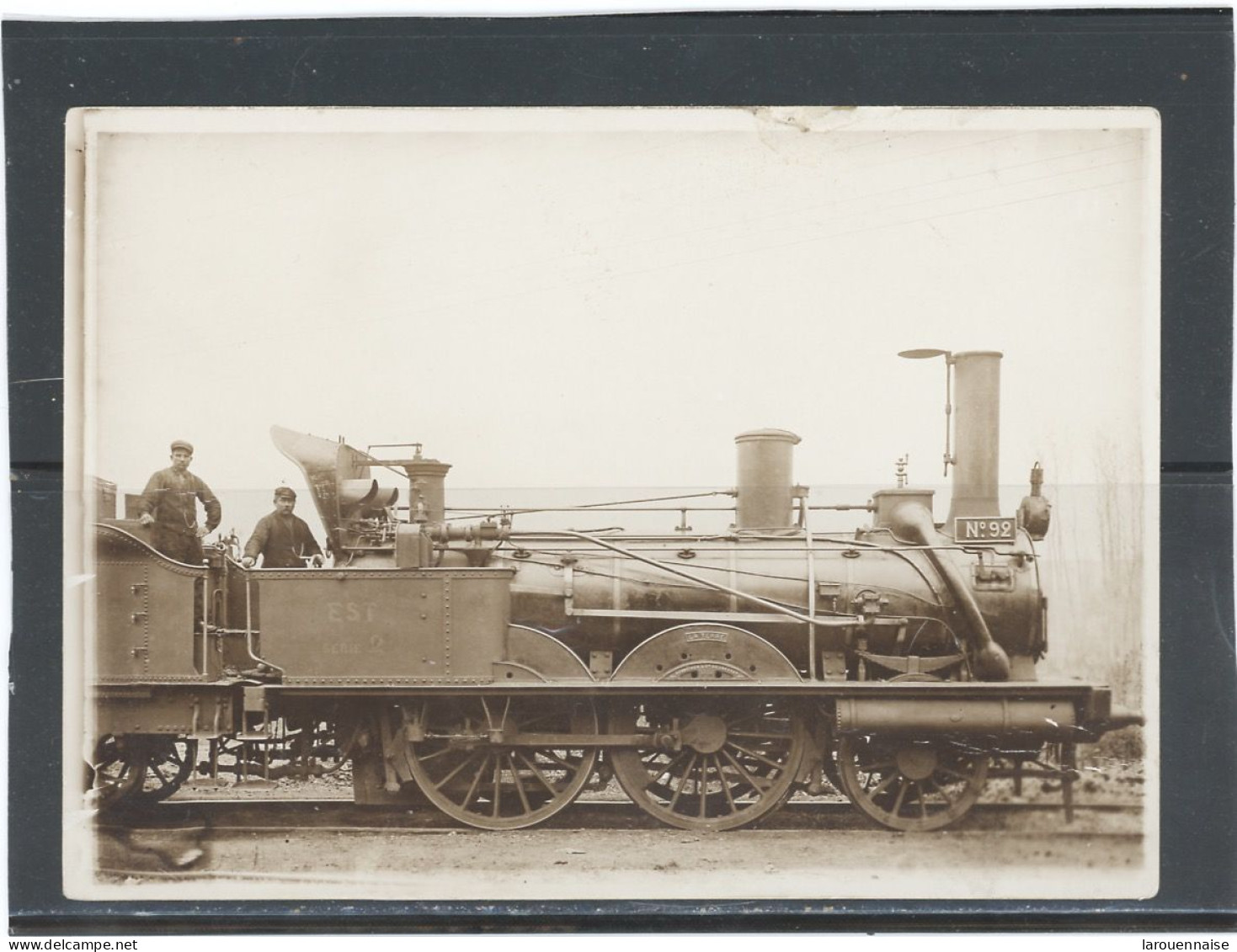 PHOTO (18x13 )CIRCA 1900 -LOCOMOTIVE N°92. " LA TERRE" - SCHNEIDER 1852 -COMPAGNIE EST -SERIE 2 - Trains