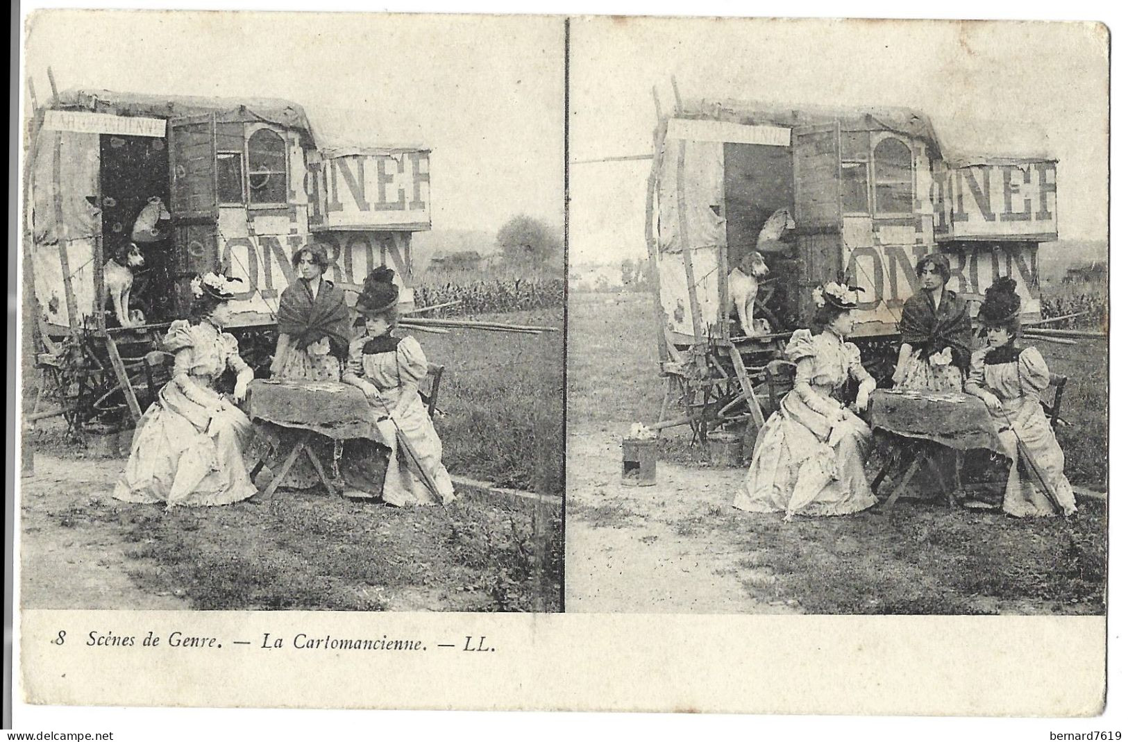 Metier -scene De Genre - La Cartomancienne  -   Carte  Steroscopique - Street Merchants