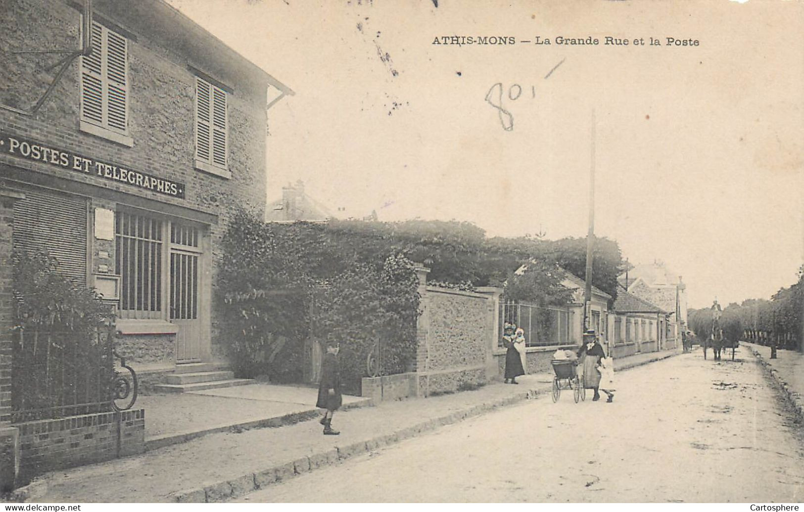 CPA 91 Essonne > Athis Mons LA GRANDE RUE ET LA POSTE - Athis Mons