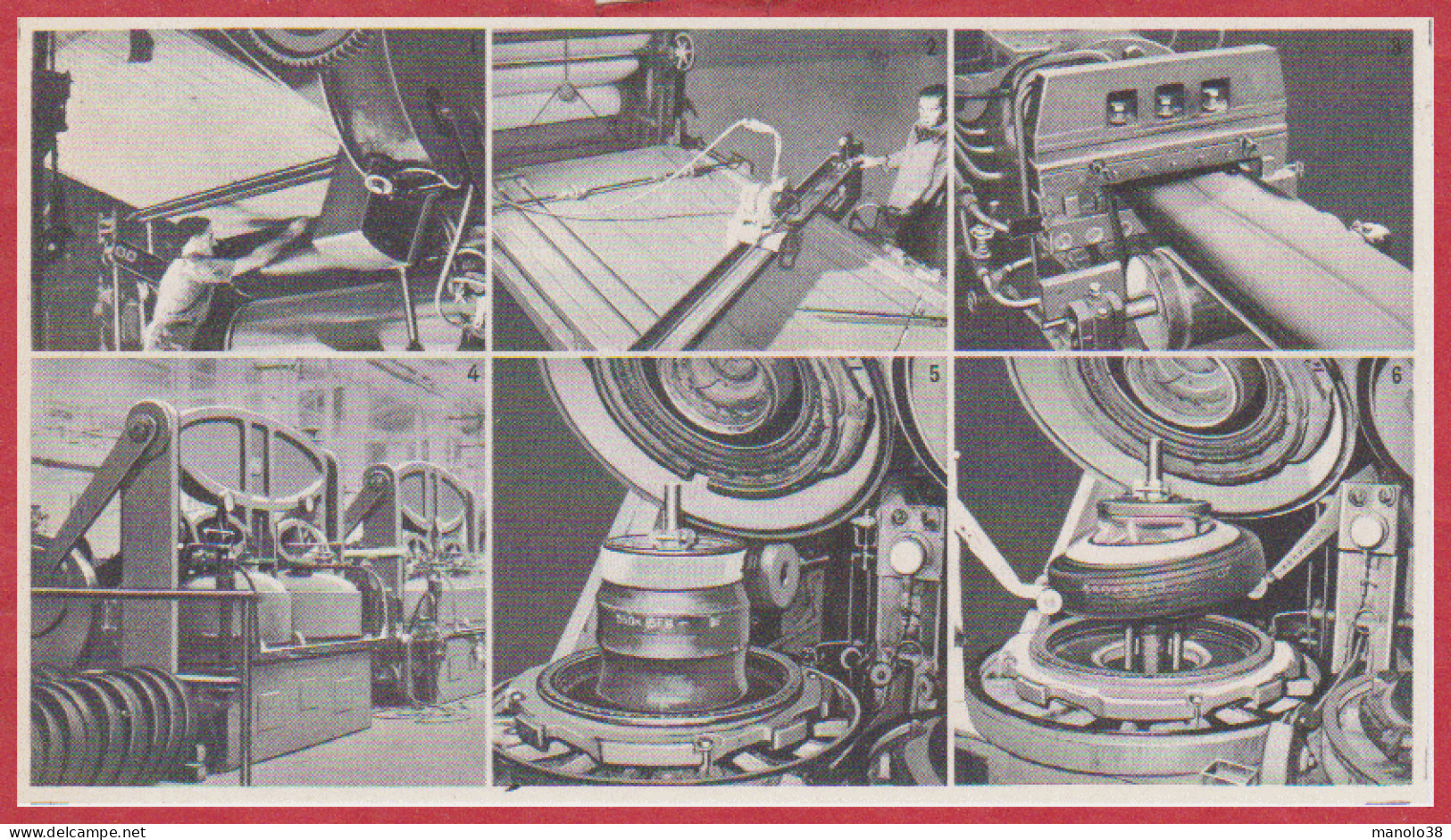 Fabrication Des Pneumatique. Gommage, Machine à Couper, Profilage De La Bande, Pots De Vulcanisation ... Larousse 1960. - Historische Documenten