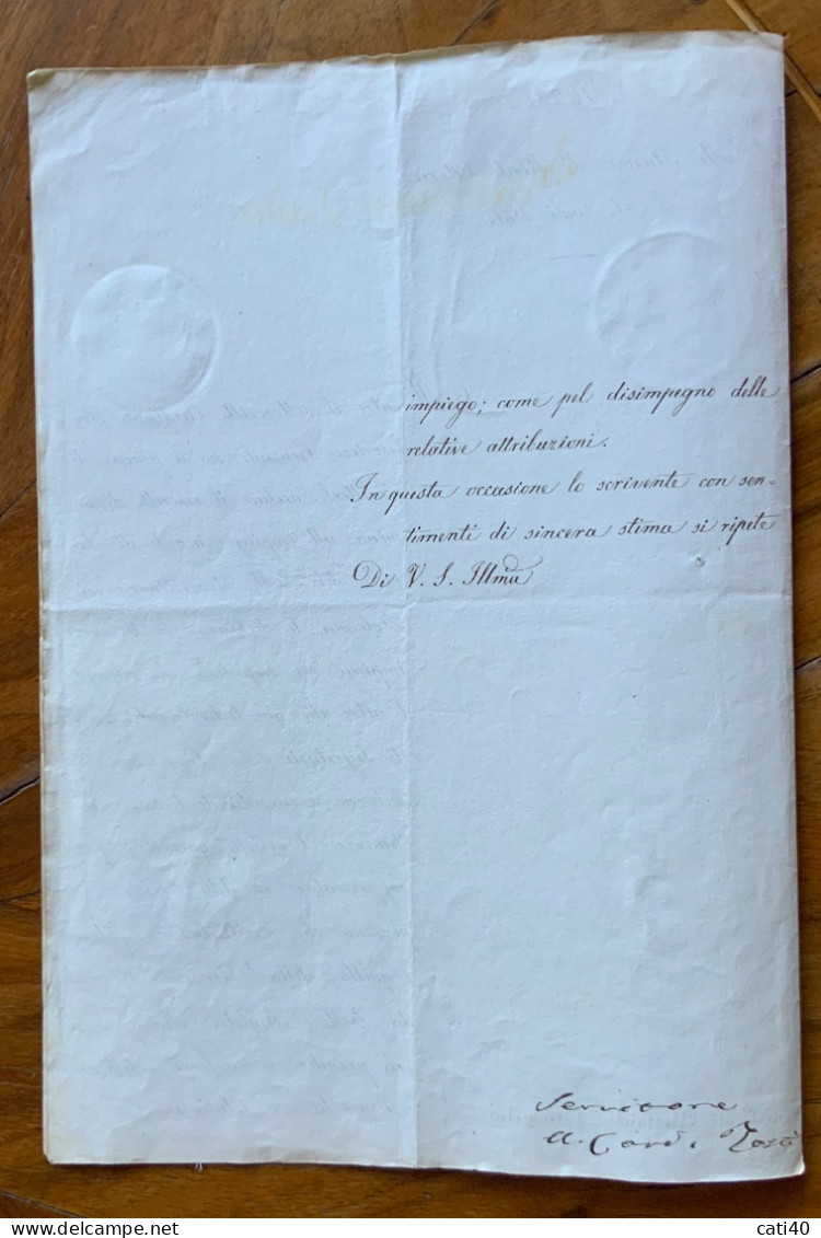 CARDINALE  ANTONIO TOSTI - AUTOGRAFO SU SUA LETTERA DALLE STANZE DI MONTE CITORIO 26/7/1841 Al CONTE A.GAMBERINI - Historical Documents