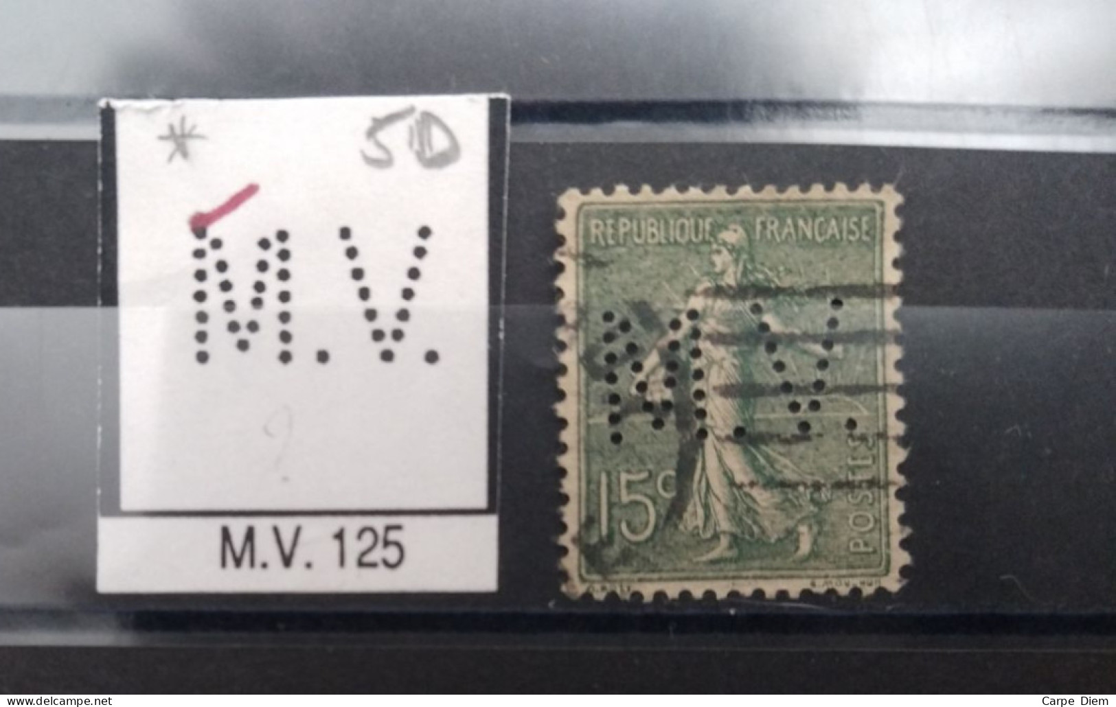 FRANCE M.V 125 TIMBRE MV 125 INDICE 5 SUR 130 PERFORE PERFORES PERFIN PERFINS PERFO PERFORATION PERFORIERT - Gebruikt