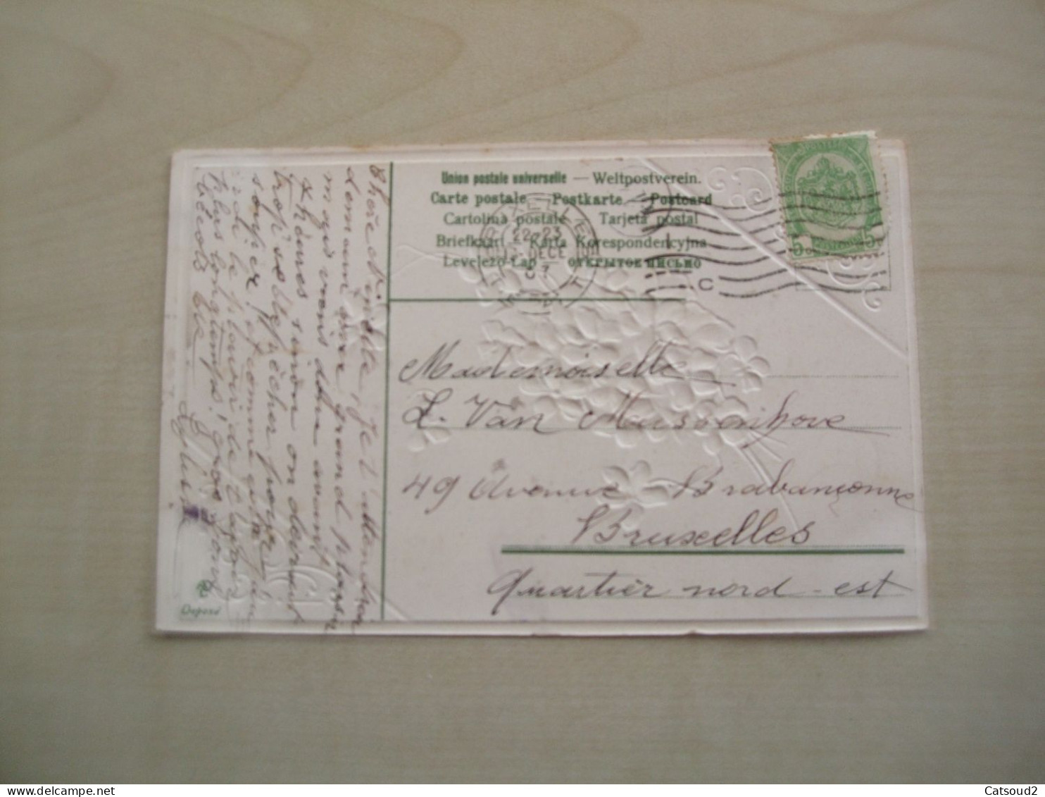 Carte Postale Ancienne 1907 BOUQUET DE VIOLETTES Doux Souvenir - Fleurs