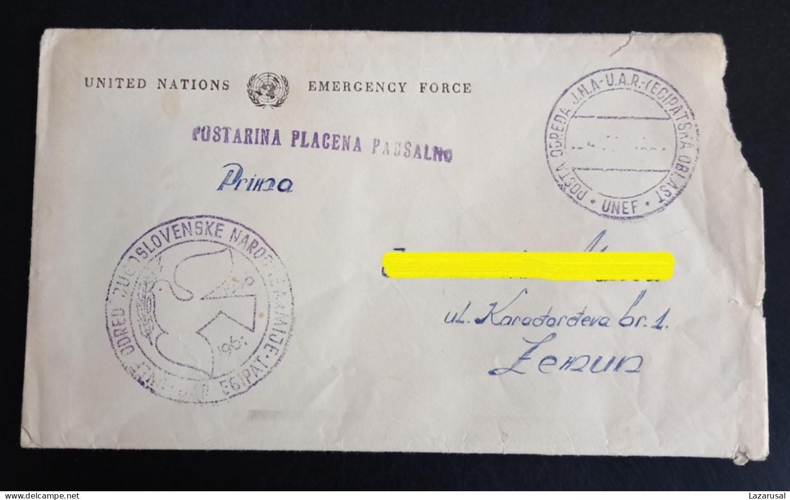 #P1  MILITARY POST - YUGOSLAVIA / UNEF, UNITED NATIONS EMERGENCY FORCE - POŠTA ODREDA JNA U.A.R. Egypt - Militares