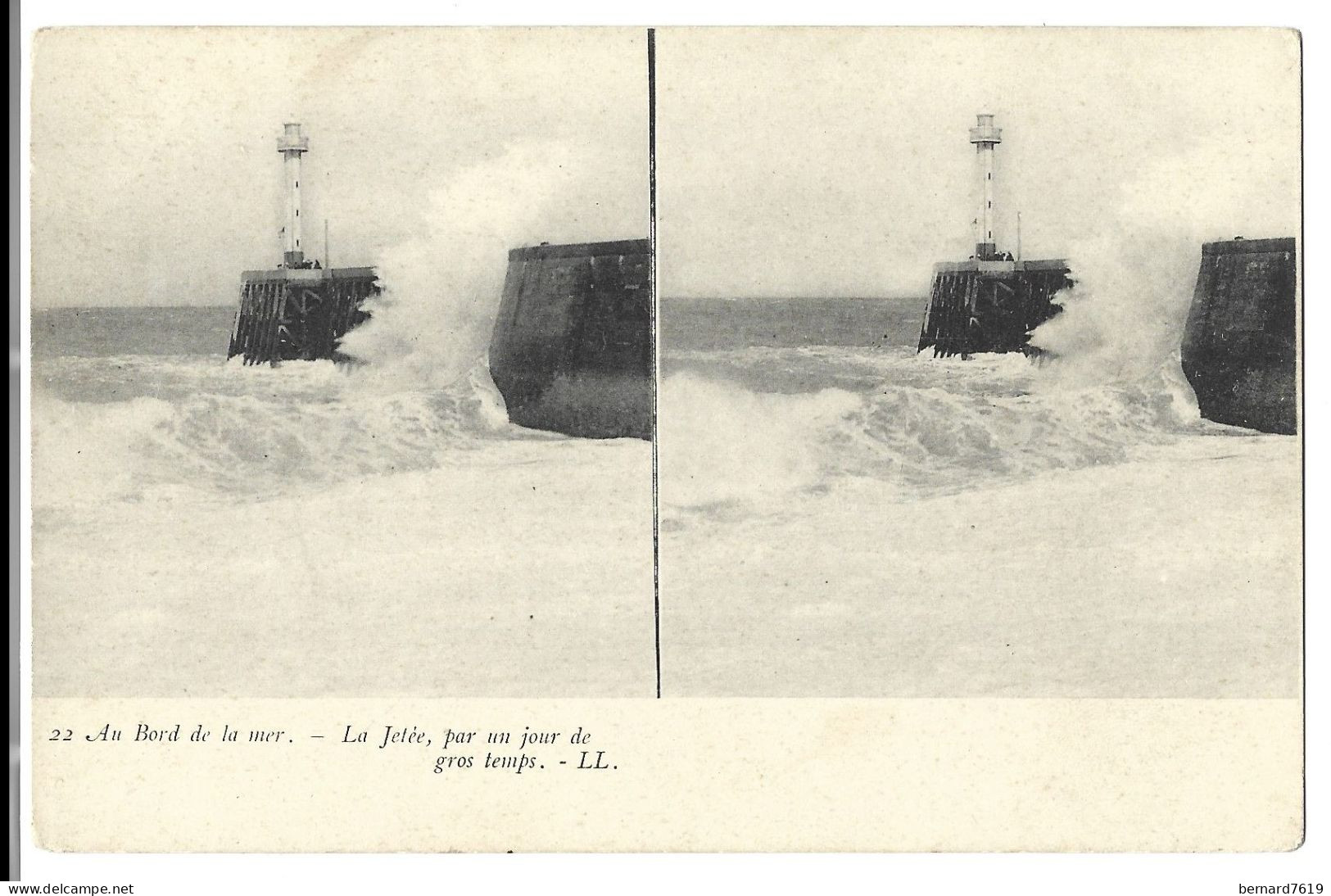 Metier - Peche  - Au Bord De La Mer  - Carte Stereoscopique -  La Jetee Par Un Jour De Gros Temps - Pêche