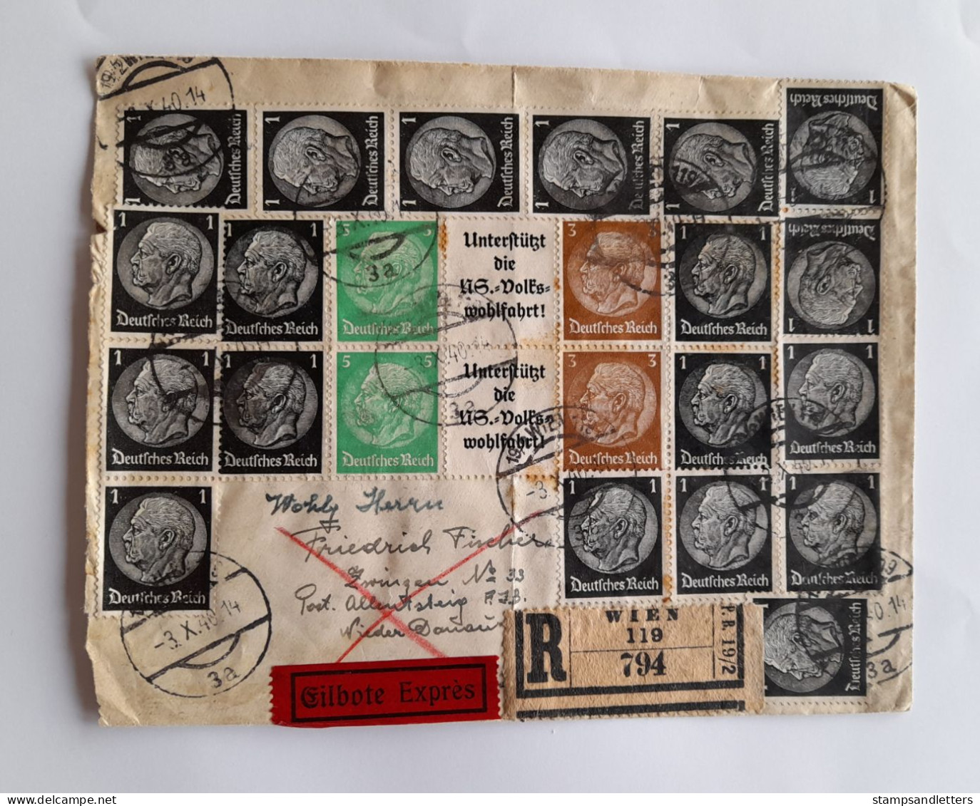 1940.Multi Franked Cover. Registered. Interesting. - Lettres & Documents