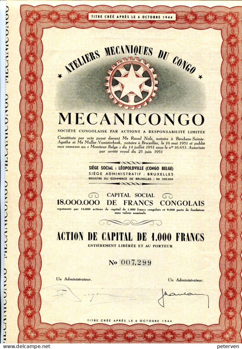 Congo Belge: MECANICONGO - Ateliers Mécaniques Du Congo - Afrika
