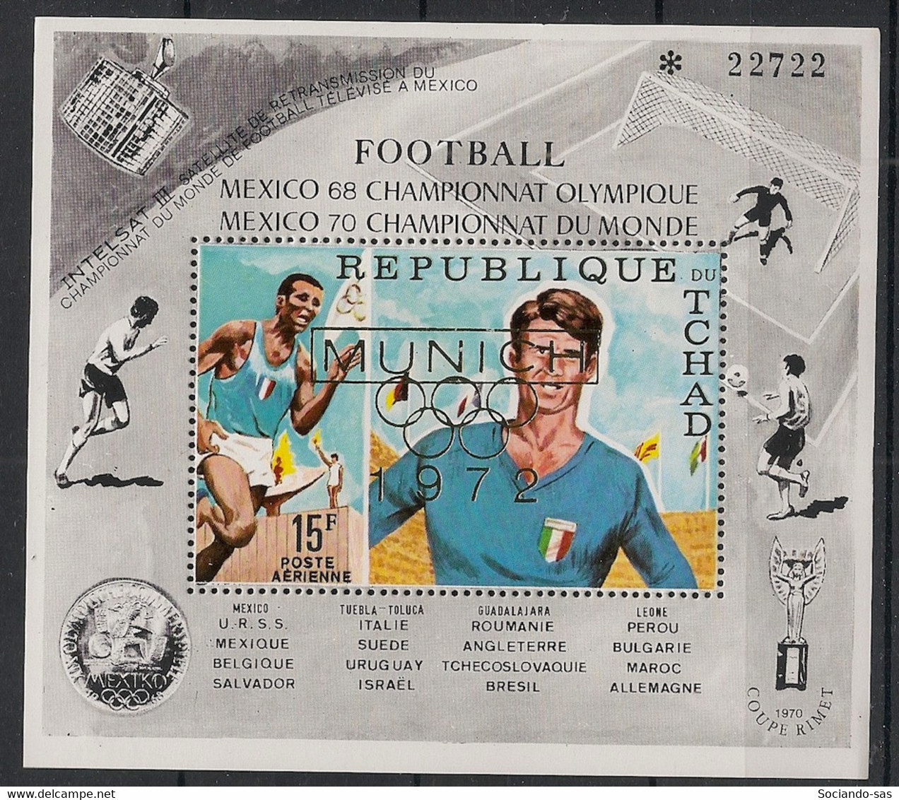 TCHAD - 1971 - Bloc Feuillet BF N°Mi. 21 - Olympics / Football - Neuf Luxe ** / MNH / Postfrisch - Sommer 1972: München