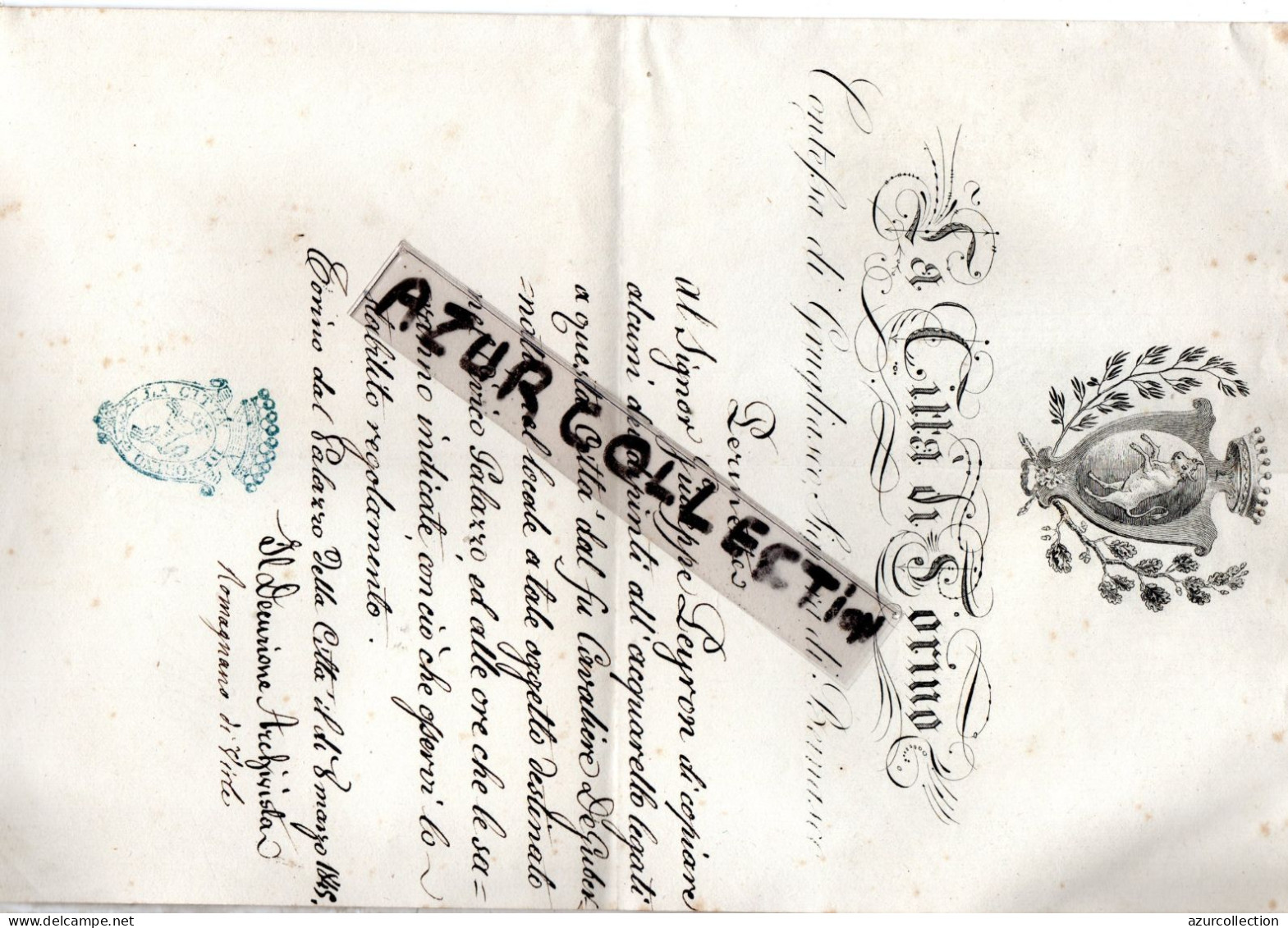ITALIE .LA CITTA DI TORINO . COPIARE ACQUARELLO DEGUBERNATIS . 1845 - Historical Documents