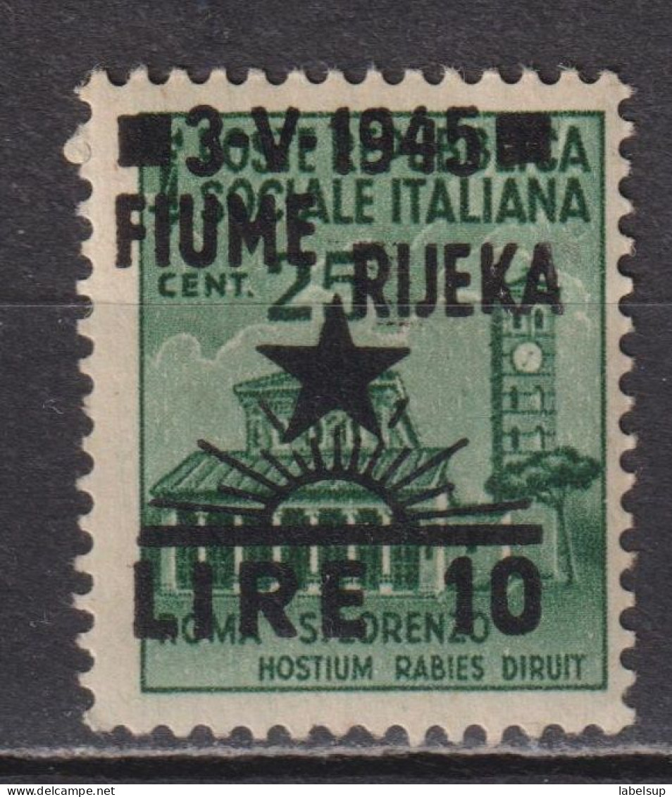 Timbre Neuf** De Yougoslavie Rijeka Fiume  De 1945 YT 5 MI 31 MNH Surcharge Fiume Rijeka - Neufs